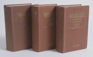 Wisden Cricketers&rsquo; Almanack 1953, 1954 and 1956. Original hardback editions. The 1953 and 1954 editions with some faults to the boards otherwise in good condition. The 1956 edition with fading to gilt titles, breaking to spine block and breaking to front 