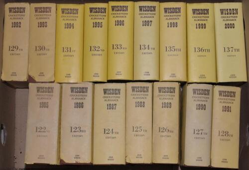 Wisden Cricketers&rsquo; Almanack 1985 to 2016. Original hardback editions with dustwrappers. All in good/very good condition. Qty 32. Sold with a box of Wisden Anthologies and Wisden related cricket books