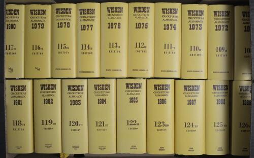 Wisden Cricketers&rsquo; Almanack 1971 to 2024. Original hardbacks with dustwrapper. Odd faults otherwise in good/very good condition. Qty 64