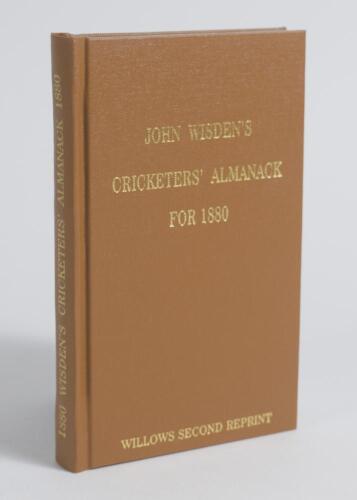 Wisden Cricketers&rsquo; Almanack 1880. Willows &lsquo;second&rsquo; softback reprint (2004) in light brown hardback covers with gilt lettering. Limited edition 62/250. Good/very good condition