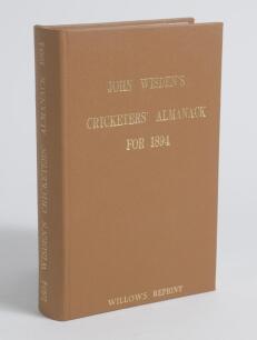 Wisden Cricketers&rsquo; Almanack 1894. Willows softback reprint (1992) in light brown hardback covers with gilt lettering. Limited edition 445/500. Good/very good condition