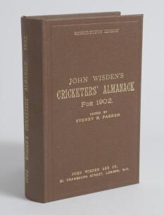 Wisden Cricketers&rsquo; Almanack 1902. Willows hardback reprint (1997) in dark brown boards with gilt lettering. Limited edition 346/500. Very good condition