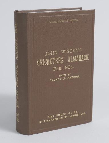 Wisden Cricketers&rsquo; Almanack 1901. Willows hardback reprint (1996) in dark brown boards with gilt lettering. Limited edition 461/500. Very good condition