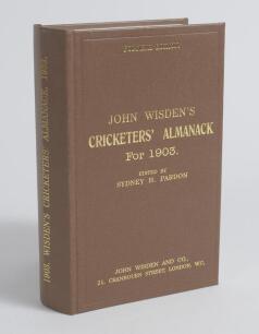 Wisden Cricketers&rsquo; Almanack 1903. Willows hardback reprint (1997) in dark brown boards with gilt lettering. Limited edition 422/500. Very good condition
