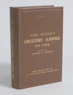 Wisden Cricketers&rsquo; Almanack 1904. Willows hardback reprint (1998) in dark brown boards with gilt lettering. Limited edition 423/500. Very good condition