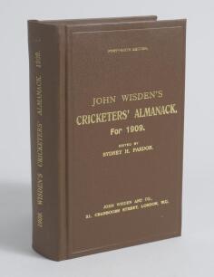 Wisden Cricketers&rsquo; Almanack 1909. Willows hardback reprint (2000) in dark brown boards with gilt lettering. Limited edition 320/500. Very good condition