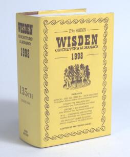 Wisden Cricketers&rsquo; Almanack 1998. Original hardback edition with dustwrapper. Nicely signed in ink by all five &lsquo;Cricketers of the Year&rsquo; to their photograph plate, Matthew Elliott, Stuart Law, Glenn McGrath (Australia), Matthew Maynard (Glamorgan) and Grah