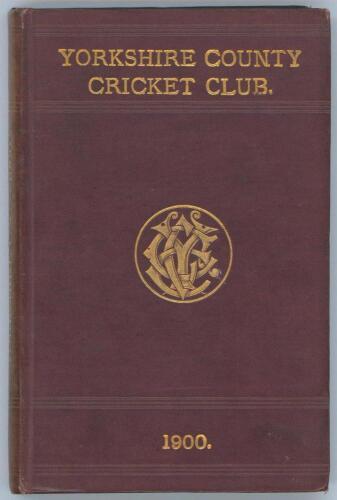 Yorkshire C.C.C. annual 1900. 8th year of issue. 165pp plus &lsquo;Notes&rsquo; pages as issued. Edited by J.B. Wostinholm and H.H. Stones. J. Robertshaw, Sheffield, printer. Original brown boards with titles in gilt to front board and spine and gilt &lsquo;Y.C.C.C.&rsquo; emble