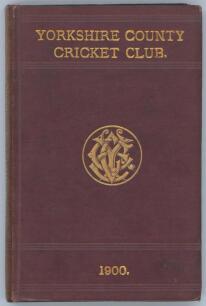 Yorkshire C.C.C. annual 1900. 8th year of issue. 165pp plus &lsquo;Notes&rsquo; pages as issued. Edited by J.B. Wostinholm and H.H. Stones. J. Robertshaw, Sheffield, printer. Original brown boards with titles in gilt to front board and spine and gilt &lsquo;Y.C.C.C.&rsquo; emble