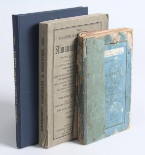 Cambridge University 1865-1892. Three titles. &lsquo;The Cambridge University General Almanack & Register for the Year 1865&rsquo;. Published by Henry Wallis and E. Johnson, Cambridge. Printed by J. Webb of Cambridge. Original paper wrappers containing the laws and &lsquo;