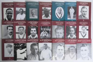 Association of Cricket Statisticians publications. Good run of thirty five &lsquo;Famous Cricketers Series&rsquo; booklets comprising numbers 1 (Jack Hobbs 2nd edition), 5, 8, 10, 19, 22-24, 29, 33, 35-37, 40, 42, 43, 48, 52, 54, 59, 65, 67, 71, 73, 76, 78, 79, 84, 8