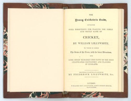 &lsquo;The Guide to Cricketers containing full directions for playing the Noble and Manly Game of Cricket...&rsquo; 1849. Collected and edited by Frederick Lillywhite. Printed by W.H. Crockford. 1st & 2nd Editions. 8vo. Facsimile reprint of the rare first and second 