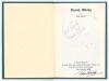 &lsquo;David White&rsquo;. John Arlott. Boscombe Printing Co Ltd 1969. Privately printed. 8 pages. Limited edition of only twenty five copies produced for David White&rsquo;s Benefit Fund of which this is no. 22, signed by the author Arlott and White to the title/ limitati