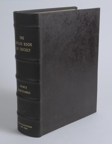 &lsquo;The Jubilee Book of Cricket&rsquo;. K.S. Ranjitsinhji. Edinburgh 1897. Limited edition of 350 copies signed by Ranjitsinhji, this being number 345. Hand made paper, other edges untrimmed. Rebound in full black leather (?) with new end papers. Padwick 467. Some