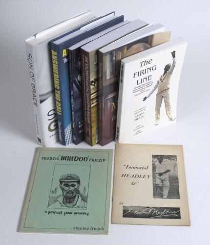 West Indies cricketers&rsquo; biographies. Box comprising a good selection of twenty eight hardback and softback biographies. Includes a number of rarer softback titles including &lsquo;Immortal Headley G&rsquo;, George B. Wallace, Kingston, Jamaica 1948. &lsquo;Francis &ldquo;Mindoo&rdquo;