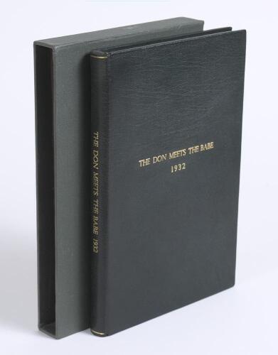 &lsquo;The Don Meets the Babe. The 1932 Australian Cricket Tour of North America&rsquo;. Ric Sissons with a foreword by Sir Donald Bradman. J.W.McKenzie, Ewell 1995. Limited edition of 250 numbered copies. Numbers 1-25, this being copy number 5, were specially bound 
