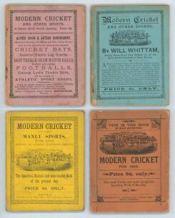 &lsquo;Wm. Whittam&rsquo;s Modern Cricket and Other Sports&rsquo; 1883-1886. Four issues for years 1883 (first year) to 1886 (fourth) edited by G.T. Groves and published in Sheffield by William Whittam (1883-1885) and Groves & Son (1886). Each issue in original stiffened b