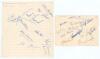 Nottingham Forest F.C. 1952-1956. Ruled page signed in ink by nine members of the Nottingham Forest playing staff and manager, and an album page signed in ink and pencil by eleven members of the 1952/53 team. Signatures include Jack Hutchinson, Tot Levert