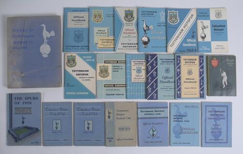 &lsquo;Tottenham Hotspur Football Club Handbook 1949-50 to 1954-1955 and 1959-60 to 1969-70. A total of seventeen handbooks official club handbooks. Original wrappers. Sold with &lsquo;The Spurs of 1950&rsquo; printed by Thomas Knight, &lsquo;The History of Tottenham Hotspur Foo