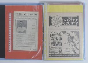 Notts County Football Club. Season 1948-49. Blue file containing an almost full run of home and away League and Cup programmes for the season, with the exception of four programmes being league programmes for Port Vale (home) and Northampton Town, Port Va
