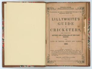&lsquo;The Guide to Cricketers containing full directions for playing the noble and manly game of Cricket....&rsquo; London 1859. 12th Edition. 8vo. Collected and edited by Frederick Lillywhite. Published by Lillywhite and Wisden, Leicester Square, London. Printed by