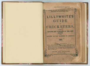 &lsquo;The Guide to Cricketers containing full directions for playing the noble and manly game of Cricket....&rsquo; London 1860. 13th Edition. 8vo. Collected and edited by Frederick Lillywhite. Published by Lillywhite and Wisden, Leicester Square, London. Printed by