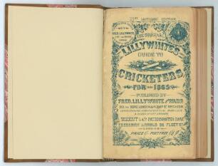 &lsquo;The Guide to Cricketers containing full directions for playing the noble and manly game of Cricket....&rsquo;. London 1865. 21st (Autumn) Edition. 8vo. Compiled and edited by Frederick Lillywhite. Published by W. Kent & Fred. Lillywhite, London. Printed by W.H