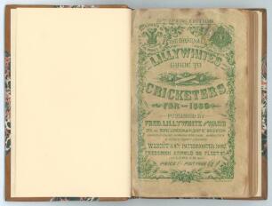 &lsquo;The Guide to Cricketers containing full directions for playing the noble and manly game of Cricket....&rsquo;. London 1866. 21st (Spring) Edition. 8vo. Compiled and edited by Frederick Lillywhite. Published by W. Kent & Fred. Lillywhite, London. Printed by W.H