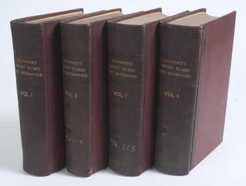 &lsquo;[Frederick] Lillywhite&rsquo;s Cricket Scores & Biographies of Celebrated Cricketers&rsquo;. Arthur Haygarth. First four volumes, each uniformly bound in maroon quarter leather, gilt titles to spines. Vol. I (1746 to 1826) London 1862, Vol. II (1827-1840) London 186