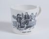 &lsquo;Cricket&rsquo; and &lsquo;Leap Frog&rsquo;. Victorian Staffordshire cricket mug with strap handle, transfer printed in black with images of an early cricket scene with boys playing cricket with title &lsquo;cricket&rsquo; below and to the other side a scene of boys playing Leap Frog - 2