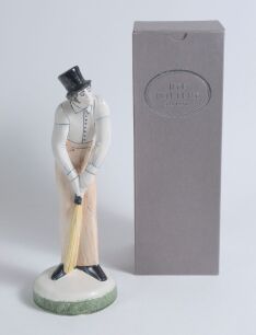&lsquo;The Batsman&rsquo;. Rye Pottery 2004. Tall figure of a batsman wearing a top hat, in batting stance, the figure based on Fuller Pilch, Kent & England. The figure stands 11.5&rdquo; tall. Rye Pottery stamps to base with year 2004. Very good condition in original box.