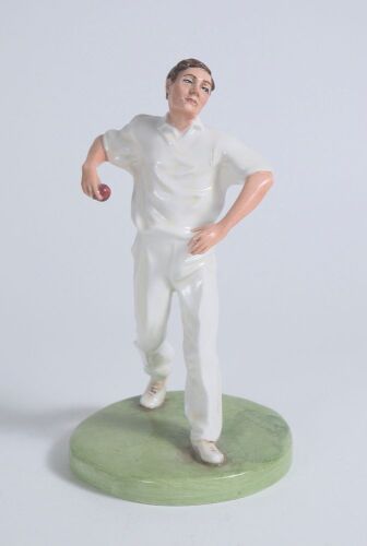 &lsquo;The Bowler&rsquo;. Royal Doulton 2003 HN4365. Limited edition figure of a bowler with ball in hand on a green base. From the Royal Doulton &lsquo;Images&rsquo; Series. Limited edition 204/2500. The figure stands 8&rdquo; tall. Doulton stamps to base with year 2003. Very good co