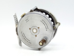A rare Hardy Bougl&eacute; 3 &frac14;" trout fly reel, ebonite handle, ribbed alloy foot, milled nickel silver rim tension screw and Mk.II check mechanism, triple raised drum pillars (one nickel silver roller) additional factory fitted nickel silver line guide/rim prot