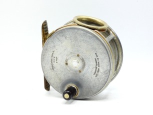 A rare Hardy Perfect 3 &frac34;" "spitfire" alloy salmon fly reel, ebonite handle, ribbed brass foot, revolving nickel silver line guide, milled rim tension screw and Mk.I check mechanism, nickel silver drum locking nut, interior stamped "J.S." (Jimmy Smith), l