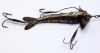 A fine and rare Gregory Superior Flexible Jointed 3 &frac12;" bait, the silver plated five section fish shaped lure with twin amber/black spot glass eyes, incised scale decoration, twin head spinning vanes, on stamped makers name, twin head and one rear gimp mou
