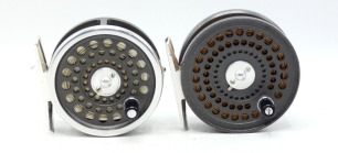 A good Hardy Marquis #4 trout fly reel and spare spool, composition handle, alloy foot, two screw drum latch and rear tension adjuster, light use only, in zip cases and an Orvis CFO 123 trout fly reel, multi-perforated drum with composition handle and tw