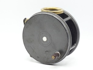 A good Hardy Perfect 4 &frac12;" salmon fly reel, ebonite handle, ribbed brass foot, revolving nickel silver line guide, milled nickel silver rim tension screw and Mk.II check mechanism, nickel silver drum locking screw, only light wear to finish, circa 1950