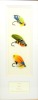 A framed display of three Major Traherne pattern gut eyed salmon flies tied by Jeff Mason to 7/0, 8/0 and 9/0 irons and comprising; Quinchat, Phoebus and May Queen patterns, displayed in recessed stepped card mount, two further single framed gut eyed salm