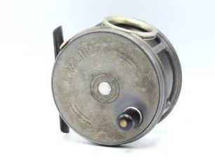 A Hardy Perfect 4 &frac14;" salmon fly reel, ebonite handle, brass foot, revolving nickel silver line guide, milled rim tension screw and Mk.II check mechanism, drum with milled nickel silver locking screw, faceplate neatly block engraved previous owners name, 1