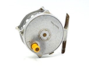 A rare Hardy Bougl&eacute; 3" trout fly reel, ivorine handle, nickeled brass foot, triple raised drum pillars (one nickel silver roller), milled rim tension screw and 1912 check mechanism, multi-perforated drum with milled locking nut, faceplate stamped model d