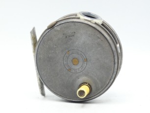 A Hardy Perfect 3 1/8" trout fly reel, ivorine handle, alloy foot, white agate line guide (no cracks), milled rim tension screw and Mk.I check mechanism, faceplate stamped central circular logo and early Duplicated Mk.II check details, light wear from no