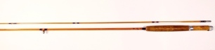 A Hardy "Phantom Hollokona" 2 piece hollow built cane brook trout fly rod, 6'10", #5, black/crimson tipped silk wraps, sliding alloy reel fitting, suction ferrule, 1964, in bag