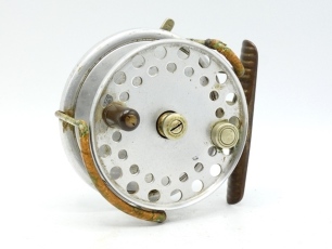 An extremely rare uncatalogued Hardy Mallet pattern Longstone 3 &frac12;" dorado centre pin reel, ventilated drum with counter-balanced ebonite handle and milled nickel silver tension nut with domed drum locking screw, nickel silver rawhide bound Bickerdyke lin
