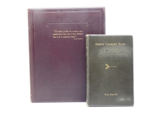 Pritt T.E.: The Book of the Grayling, 1889 lg. paper ed., 3 col. plt. illust. by the author, orig. red clo. bdg, gilt title and Pritt T.E.: North Country Flies, 1886 2nd ed., 11 hand col. plts. of flies, clo. bdg. gilt title and fly dec. (2)