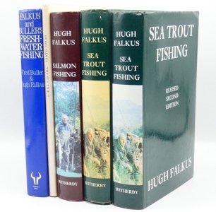 Falkus H.: The Sea Trout, 1987, ltd ed., inscribed and signed by the author, wood engs., h.b., d.w. and four further vols by the same author; two copies of Sea-Trout Fishing, 1982; Salmon Fishing, 1985 re-print and Falkus & Buller: Freshwater Fishing, 198