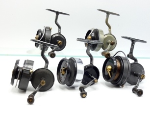 Five various Hardy Hardex threadline casting reels, various models including No.2 Mk.I, two No.2 Mk.II and two No.1 Mk.III, various ages and condition (5)