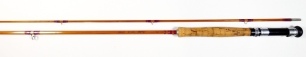 A Pezon st Michel (Farlow's) "Parabolic Speciale Normale" 2 piece cane trout fly rod, 9', #6, crimson silk wraps, screw grip reel fitting, suction joint, light use only, in bag