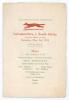 Leicestershire v South Africa 1924 &lsquo;Opening match of the tour&rsquo;. Small official menu for the Dinner given by Leicestershire to the tourist held at the Royal Hotel, Leicester on Saturday May 3rd 1924. The two page folding card menu with titles, dates and me