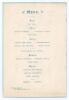 Kent C.C.C. County Champions 1906. Official menu for &lsquo;The Blackheath Village Commemoration Cricket Banquet In Honor of our Local Champions&rsquo;, held at the Three Tuns Hotel, Blackheath, 1st November 1906. The menu with pale blue borders and scalloped edges, - 3