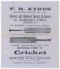 &lsquo;Kent against All England played in the Artillery Ground, London 1746&rsquo;. Albert Craig. &lsquo;Cricket Rhymester&rsquo; c.1891. Double sided broadsheet with six lines of verse and the scorecards of two historic matches, Kent v All England &lsquo;1746&rsquo; (actually 1744) and &lsquo;Cr - 2